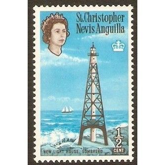 St Kitts Nevis QEII 1963 ½c New Lighthouse Sombrero Mounted Mint MM SG 129 Stamp