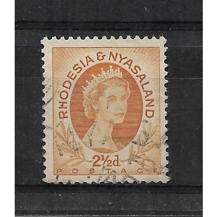 Rhodesia&Nyasaland.SG3a 2 1/2d Queen Elizabeth II (Ochre).Fine Used.Aug21d