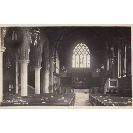 St Johns Church Wimbledon Organ Glowing Windows Antique Old Real Photo Postcard