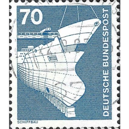 GERMANY, Industrial technology, Ship building, tanker, blue 1975, 60pf, #5