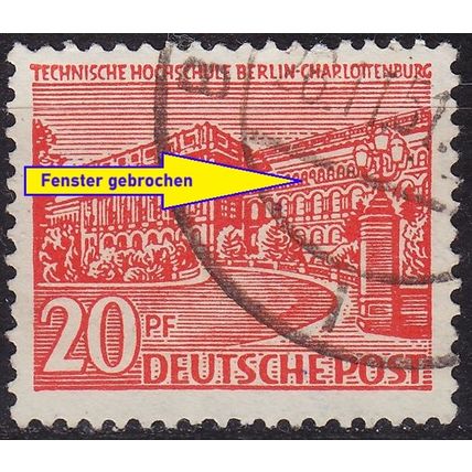 GERMANY BERLIN [1949] MiNr 0049 I ( O/used ) [01] Architektur Plattenfehler