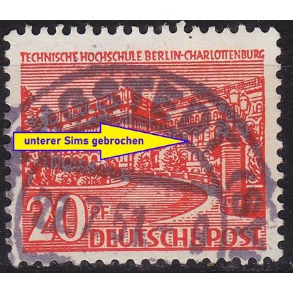 GERMANY BERLIN [1949] MiNr 0049 II ( O/used ) [01] Architektur Plattenfehler