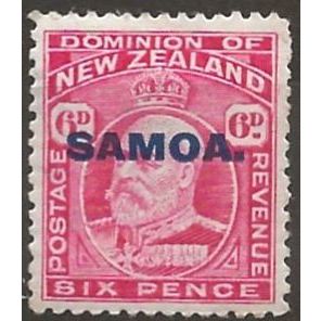 Samoa 1914 SG119 6d Carmine Perf 14x14.5 Mounted Mint ..