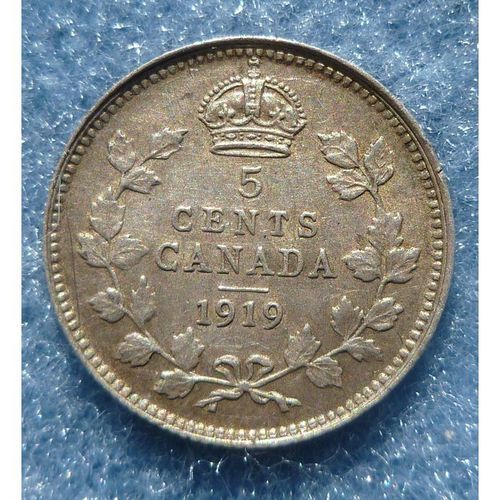 1919 Canada 5 Cent Silver Coin EF 40