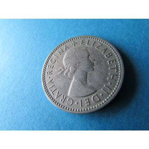 1955 QUEEN ELIZABETH II ENGLISH SHIELD ONE SHILLING - COIN - 3 FREE POST. P