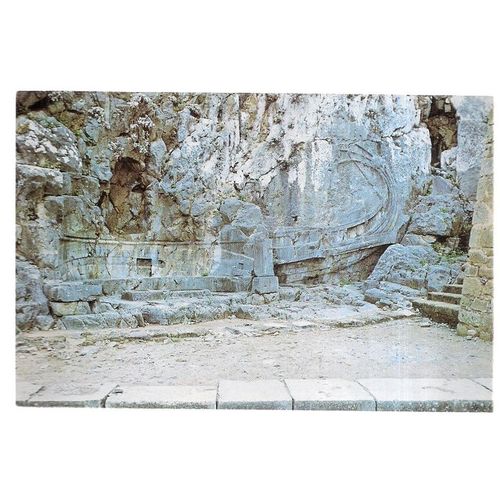 LINDOS, Rhoses, Greece unused postcard relief of trireme in rock #