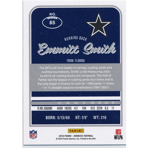 2016 Donruss Football 85 Emmitt Smith Dallas Cowboys