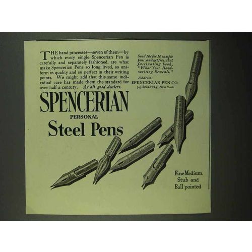 1920 Spencerian Steel Pens Ad - Personal