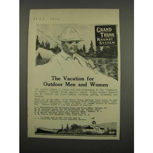 1919 Grand Trunk Railway System Ad - The Vacation