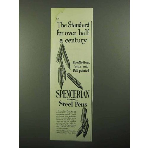 1920 Spencerian Steel Pens Ad - The Standard