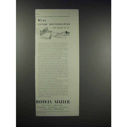 1931 Hotels Statler Ad - Lavish Housekeepers