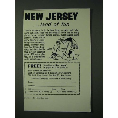 1960 New Jersey Tourism Ad - New Jersey Éland of fun
