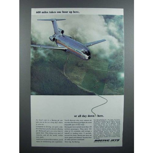 1966 Boeing Jet Ad - 600 Miles Takes One Hour