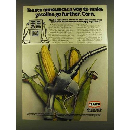 1980 Texaco Lead-free Gasohol Ad - Make Go Further