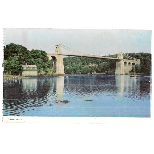 MENAI BRIDGE, WALES used vintage postcard 1969 postmark.. by Jarrold =