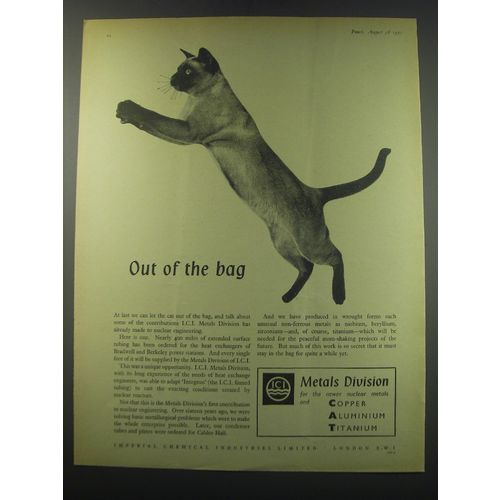 1957 ICI Imperial Chemical Industries Ad - Out of the bag