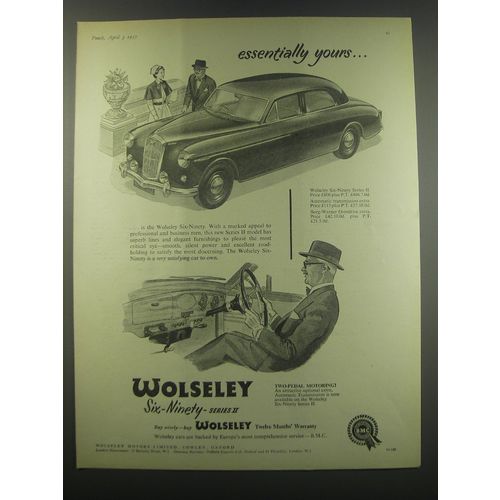 1957 Wolseley Six-Ninety Series II Car Ad - Essentially yours