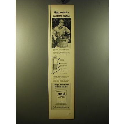 1950 Johnson & Johnson Band-Aid Ad - Never neglect a scratched knuckle