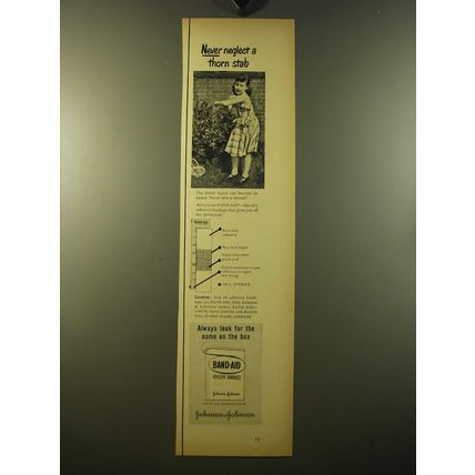 1950 Johnson & Johnson Band-Aid Ad - Never neglect a thorn stab