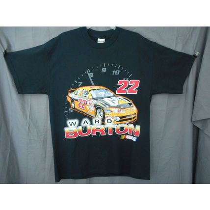 Ward Burton 22 Race Caterpillar Dodge 2 sided T Shirt Checkered Flag Sports
