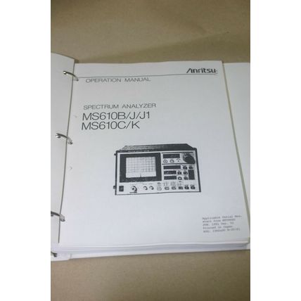 Anritsu MS610B/J/J1 MS610C/K Spectrum Analyzer Maintenance Service Repair Manual