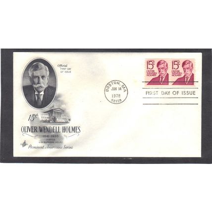 FDC Art Craft 1305E 15c Oliver W. Holmes Pair (Cachet-U/A) CV41653