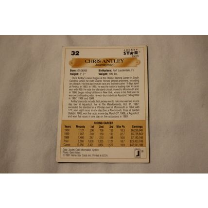 Chris Antley 1991 Jockey Star NO. 32