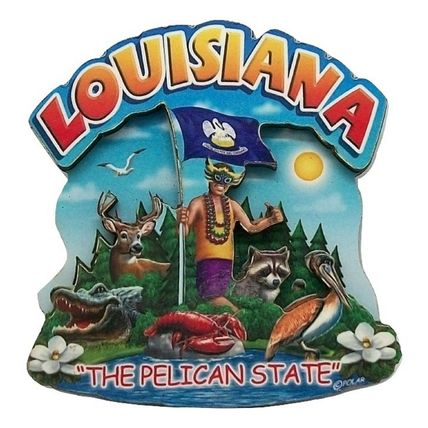 Louisiana The Pelican State Artwood Montage Fridge Magnet