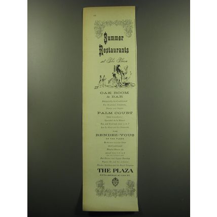 1949 The Plaza Hotel Ad - Summer restaurants at The Plaza