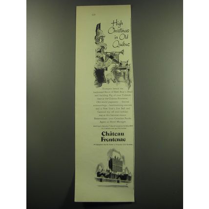 1949 Chateau Frontenac Resort Ad - High Christmas in Old Quebec