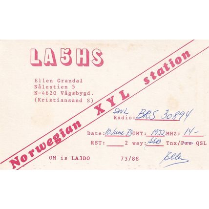 Vagsbyd Norway XYL Vintage Station 1970s QSL Radio Card