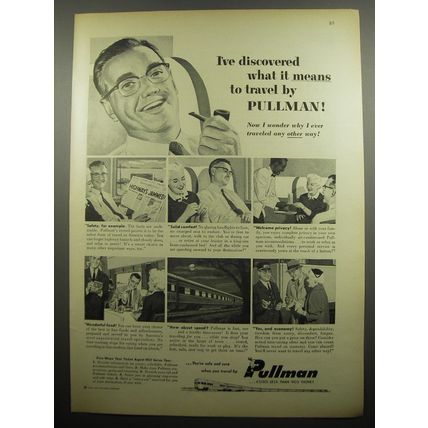 1955 Pullman Train Cars Ad - I've discovered what it means to travel by Pullman!