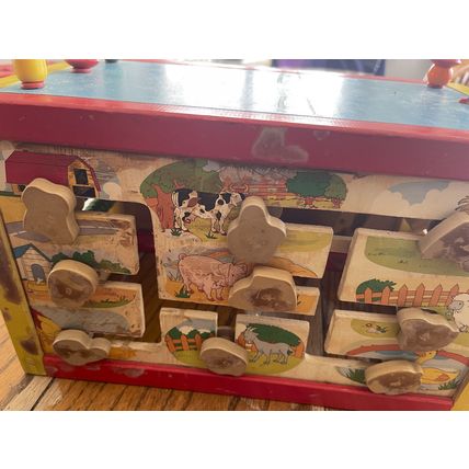 Very Cool & Rare Kids Wooden Maze Rollercoaster 13" Long 5 Activities Chalkboard