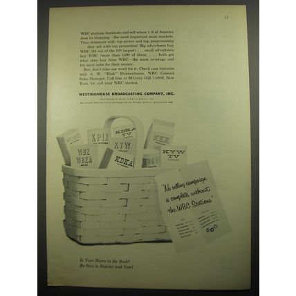 1956 WBC Westinghouse Broadcasting Company Ad - No selling campaign is complete