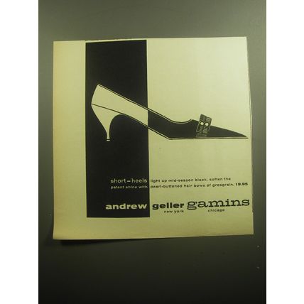 1958 Andrew Geller Gamins Shoes Ad - Short-heels light up mid-season black