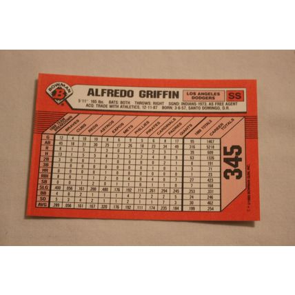 Alfredo Griffin 1989 Bowman TIFFANY NO. 345