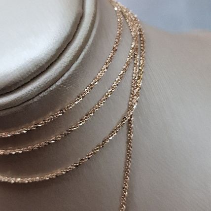 Diamond Cut Fine Rock Chain 36" Long Rose Gold Overlay 925 Sterling Silver 3.95g