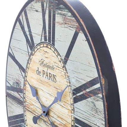 Creative Co-Op Distressed Wood Wall Clock-29" Oval-Gray-NEW-SEALED-FAST SHIPPING