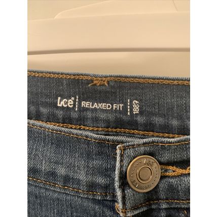 Lee Women's Blue Jeans Zip Button Pockets Stretch Relaxed Fit Size 12 Long