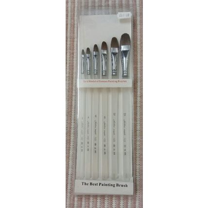 Pack of 6 quality artist flat head paint brushes