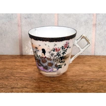 Japanese Art Deco Tea Cup, Vintage Oriental Porcelain, Eggshell China 1930s 1920