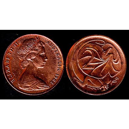 Australia Two Cent 1982 Used Coin Frilled neck-lizard 2c QE II