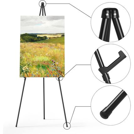 Easel Stand for Display, Aredy 63" Portable Painting Easel, Lightweight Metal Ea