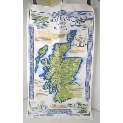 Scotland Land Of Whiskey Cotton Tea Towel Hanging Ettrick Valley Original Print