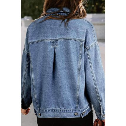 Light Blue Washed Oversize Pocketed Denim Jacket