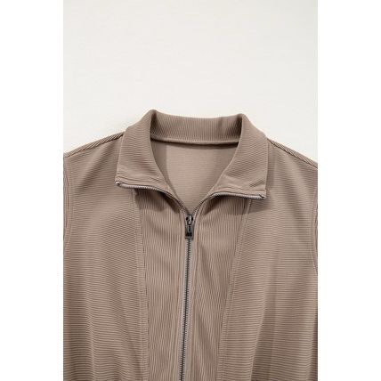 Dark Khaki Textured Short Sleeve Half Zip Drawstring Waist Romper