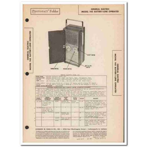 general electric model 140 4-tube am radio sams photofact manual