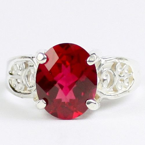 Created Ruby, 925 Sterling Silver Ladies Ring, SR369