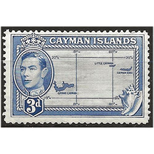 Cayman Islands 1947 SG121a 3d Bright Blue Mounted Mint .. ..