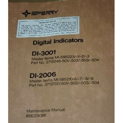 honeywell DI-3001/DI-2006 Indicators Maintenance manual IB8029086 Sperry RCA